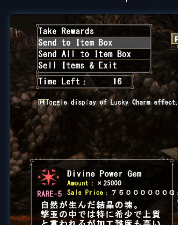 Divine Power Gem Reward Screen